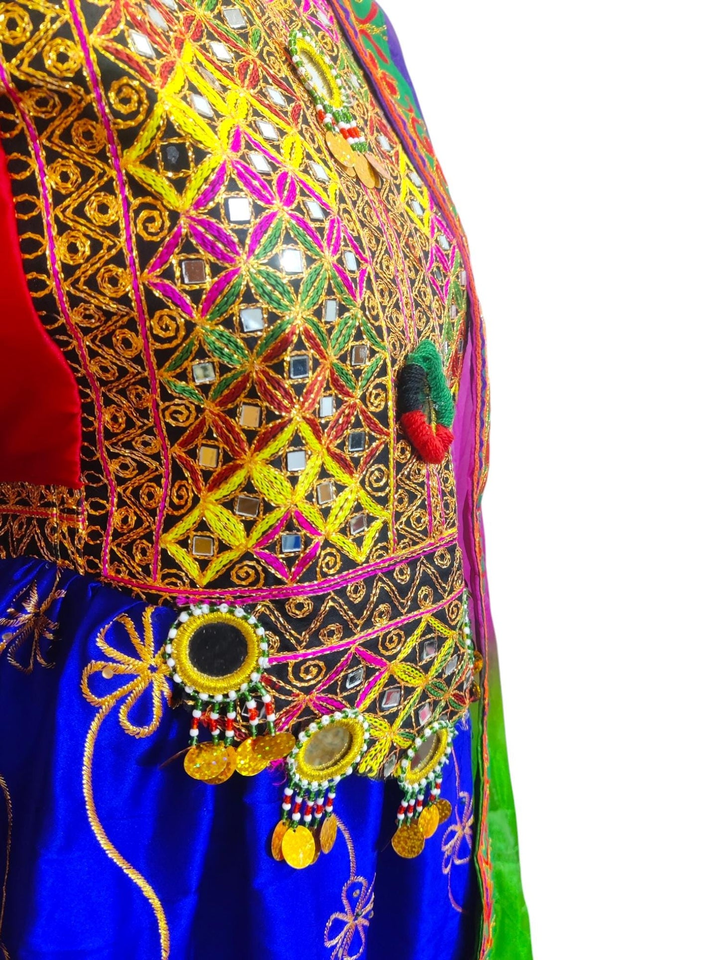Afghani Traditional Attire | Afghan Embroidered multi color cultural ready to wear shalwar suit for women | Women's Readymade Frock Dress