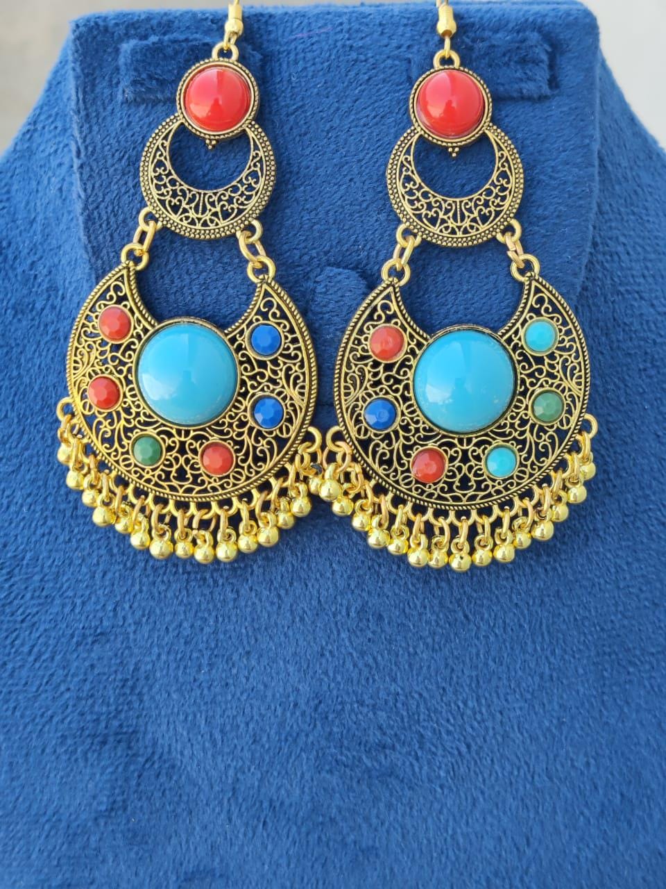 Elegant Afghan Traditional Earrings for women | Pretty Dangling | Handcrafted Earrings | Chandbali Earings | Ethnic jhumki set |