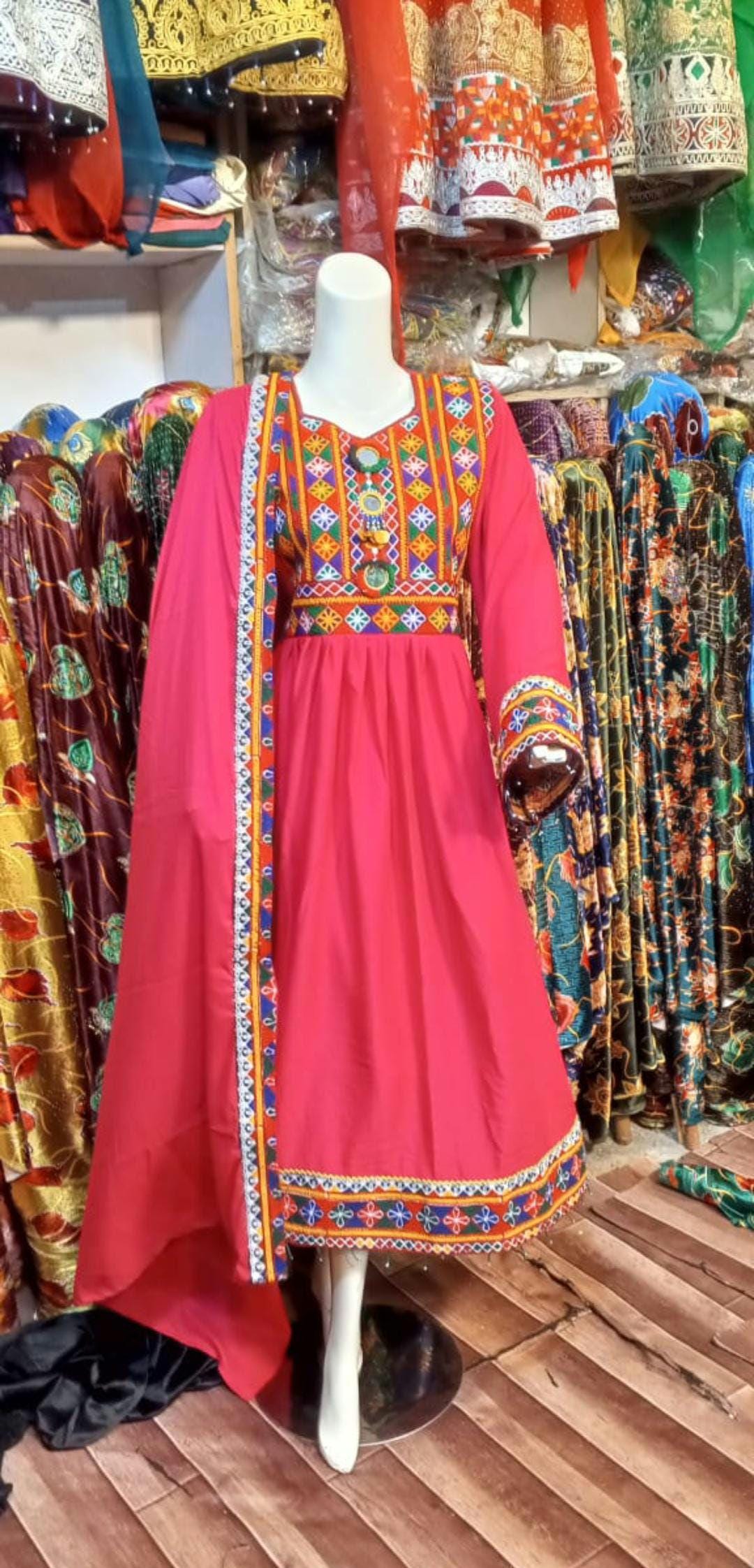 afghani dress 3pcs Regular Free Size shalwar Frock dubata with patch work long length frock