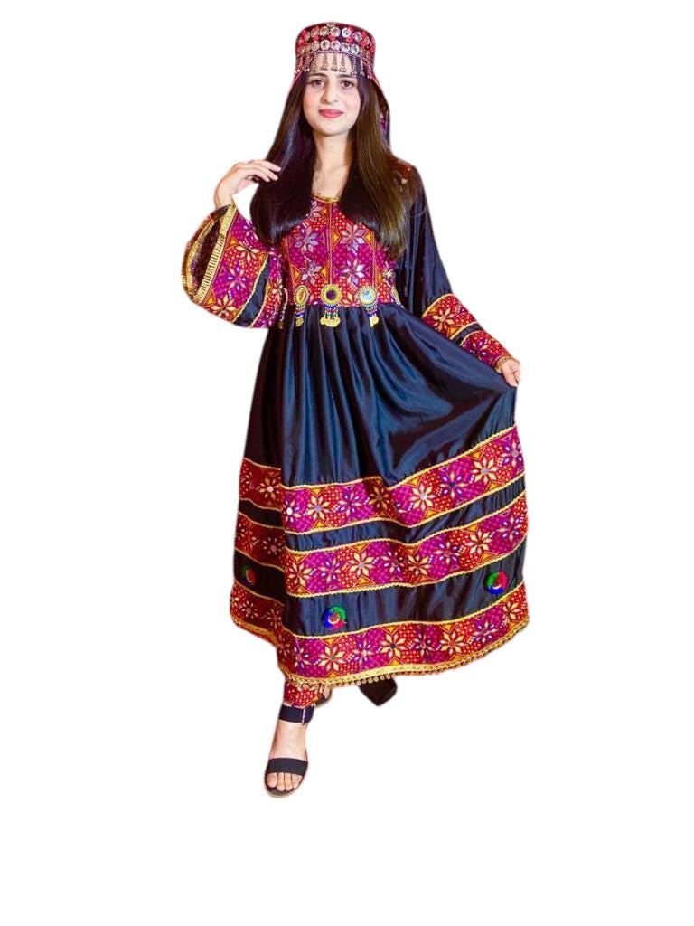 Black silk dress 3pcs afghani style, frock with dubata shalwar, formal dress indian dress, beautiful silk wedding dress handmade.