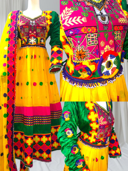 afghan traditional dress for women in XL size | 3pcs complete Cultural Embroidered women's frock shalwar set | frock Dubata afghani shalwar