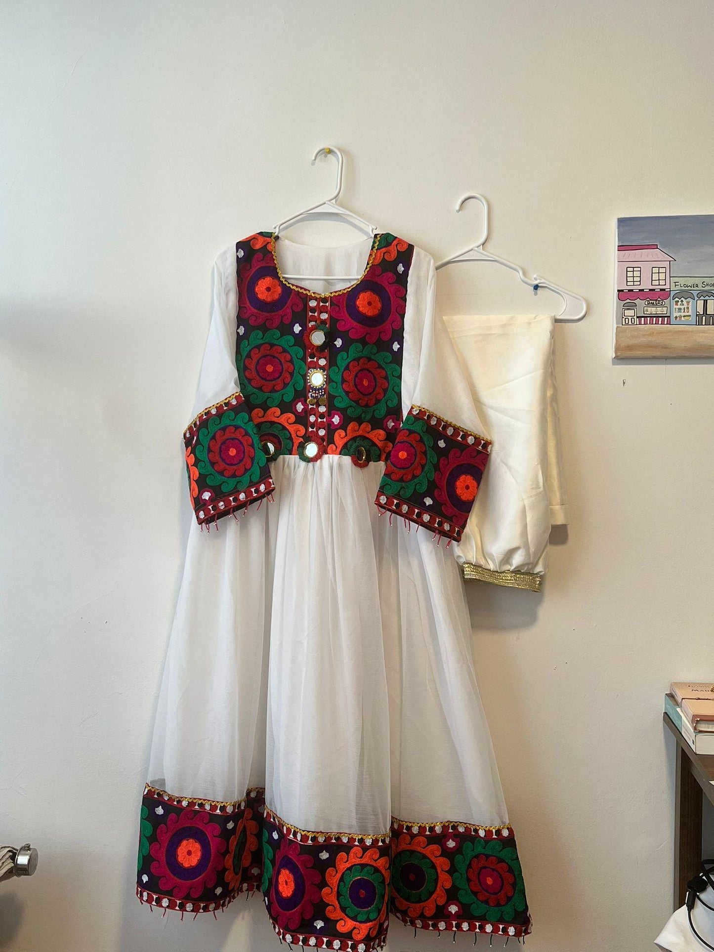 Elegant Afghan Cultural Dress - Traditional Embroidered Frock Dress for Women - Available in White and Black - Chiffon and Silk